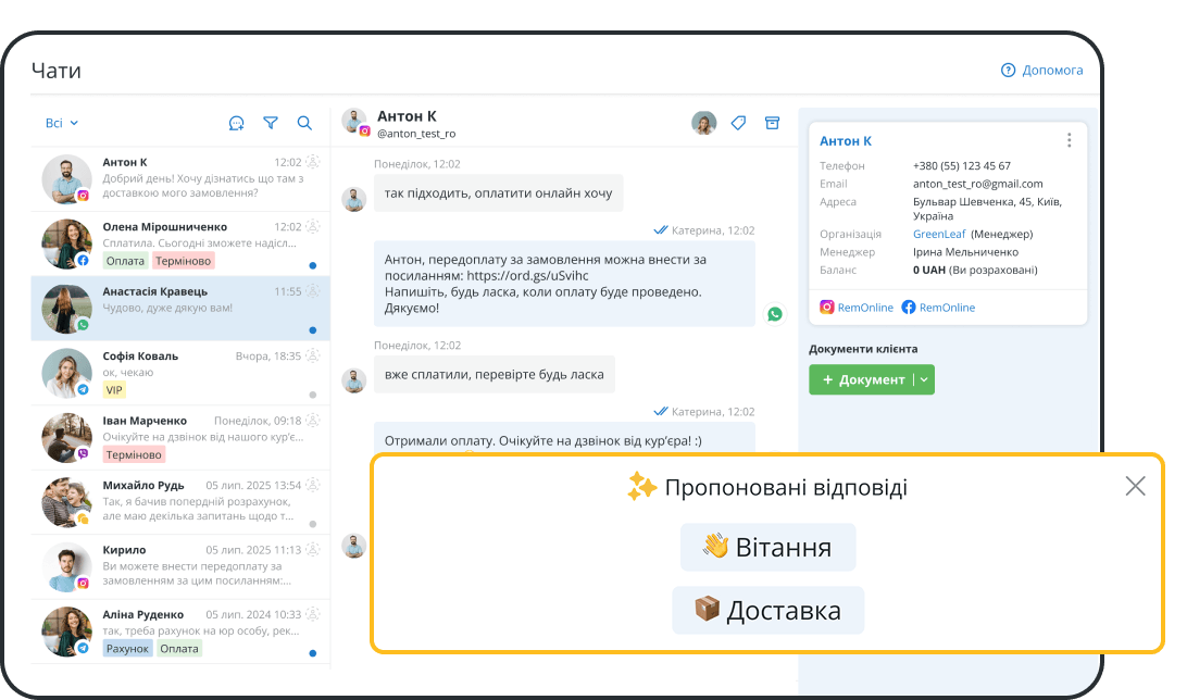 Інструменти CRM для роботи з чатами та контактами